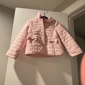 Il Gufo Pale Pink Quilted Puffer Jacket with Bow Accents